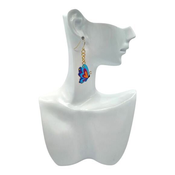 Whimsical Butterfly Dangle Earrings – Boho Festival Everyday Jewelry - Picture 4 of 4